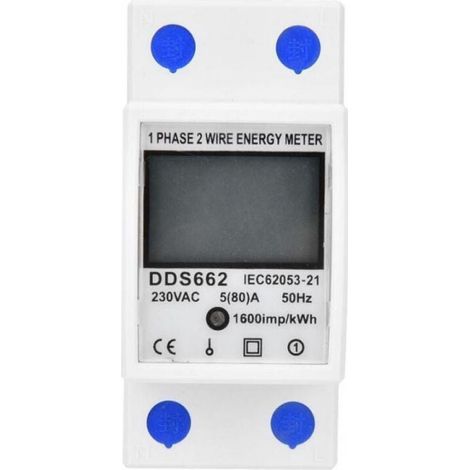 Contatore elettrico digitale, contatore elettrico monofase per montaggio su rotaia, contatore elettrico multifunzione monofase a due fili (1/5)
