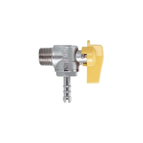 RUBINETTO GAS MASCHIO 1/2 PER GPL a squadro con portagomma ø mm.10    FIV