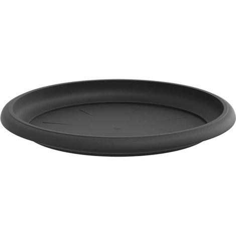 Juego de 24 bandejas redondas modernas para flores 14 x 2 cm ligeras y resistentes fabricadas en plástico negro 020059356 (1/5)