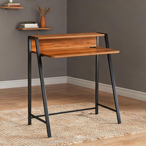 Bureau coloris walnuss noir en mDF fer 84 x 45 x 85 cm (1/5)