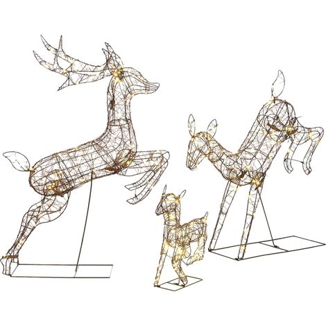 Lot de 3 Rennes Lumineux Noël Extérieur 120 cm, Cerf Lumineux Noël avec 200 LED Blanc Chaud, 8 Modes et Minuterie (1/5)