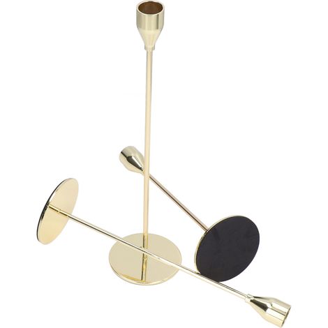 Lot de 3 bougeoirs entièrement métalliques, design simple, installation facile, bougeoirs longs pour restaurants et fêtes. (1/5)