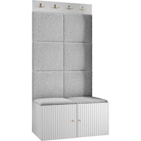 Conjunto para recibidor Hartford 383, Abriamo 6, 186x84x46cm, Tapiz, Aglomerado laminado, Colocada, Montada en la pared