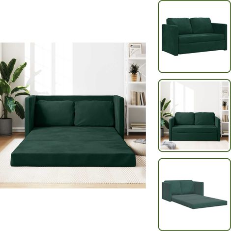 Bodensofa mit Schlaffunktion Dunkelgrün 122x204x55 cm Samt - Bodensofa - Schlafcouch - Gästebett - Gemütliches Sofa - Samtsofa (1/5)