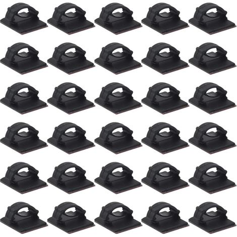 50 Pcs Câble Rangement Adhésif Réglable Clips de Câble de Fixation Attache Câble Voiture Multi Usage Clips Autocollants Gestion de Câble pour TV PC Chargeur Câbles Audio Chargement Maison Bureau (1/5)