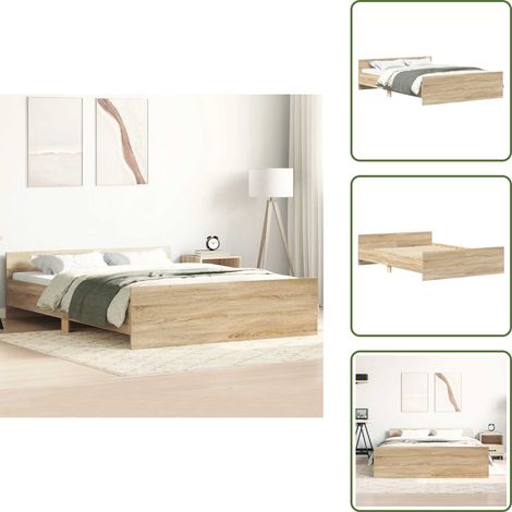 The Living Store Cadre de lit sans matelas chêne sonoma 120x200 cm - Cadre De Lit - Lit Double - Lit En Bois - Lit Design - Literie