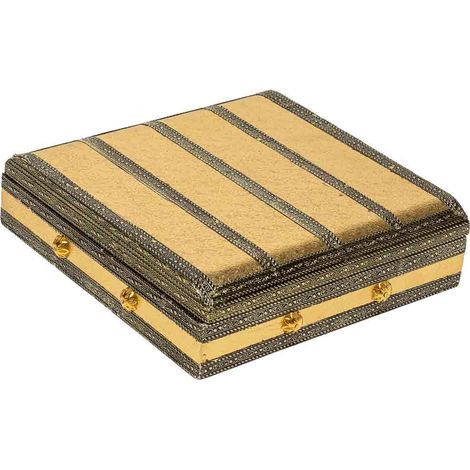 Joyero de metal repujado dorado 20x20x5 (1/5)