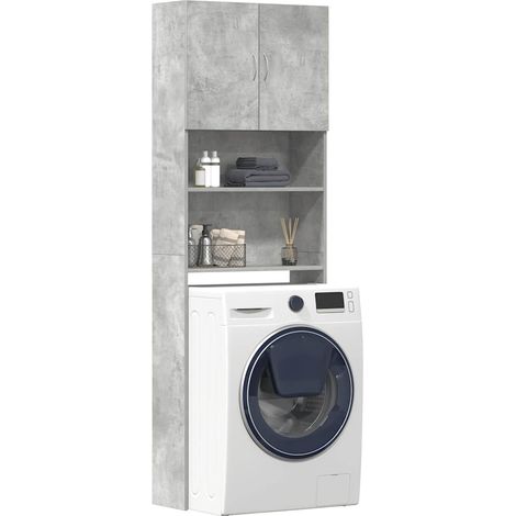 Waschmaschinenschrank Betongrau 64x24x190 cm Holzwerkstoff
