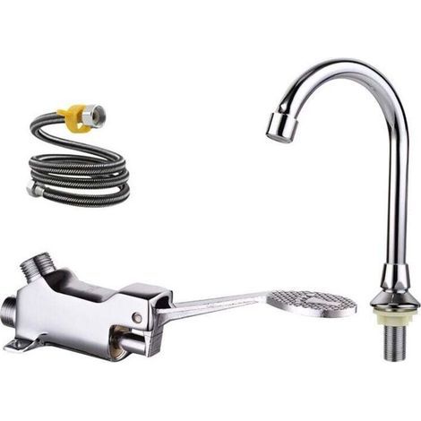 Grifo mezclador para lavabo con pedal, conjunto de grifería para lavabo de laboratorio médico/de baño. (1/5)