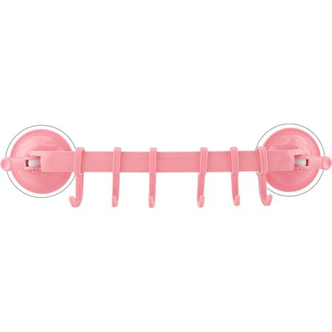 Porte-Serviettes Avec Ventouse - 6 Crochets Muraux Sans Perçage Pour Salle De Bain Et Cuisine - Support Robuste 3kg - Lot De 6 Pièces Rose (1/5)