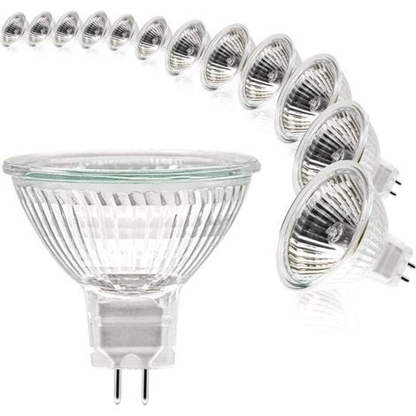 Ampoules Halogènes, Ampoule Spot MR16, Ampoule 12V 20W, Ampoule gu5.3 Ampoule MR16 Dimmable, 2 Broches Ampoules Halogène Blanc Chaud 2700K, Pack de 12 (MR16-20W-12P)