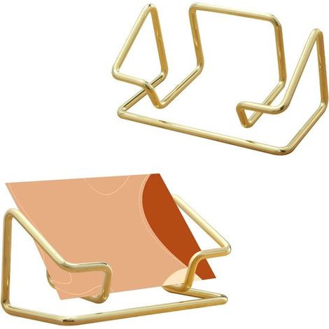 2 piezas: tarjetero de escritorio, base vertical para tarjetas, Ideal para la oficina y el hogar (dorado) (1/5)