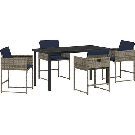 Ensemble de salle à manger pour jardin 5 pcs Mobilier de jardin Gris polyrotin (1/5)