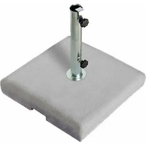 Base per ombrellone quadrata da giardino in cemento bianco da 50 kg fornita con tubo zincato 5,2 cm