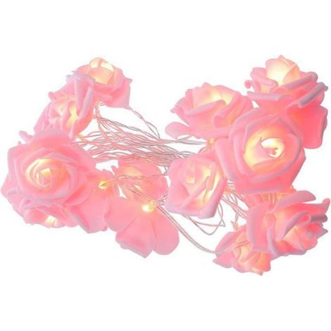 Guirlande lumineuse - Fleurs - Roses - Lumière chaude - 20 LED roses en forme de fleurs - Cadeaux pour la Saint-Valentin - (1/4)