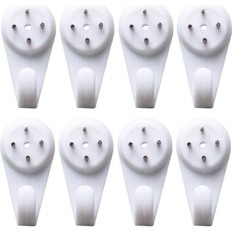 20 PCS en Plastique Blanc Dur Dur Hardwall Cintre Multi-Usage Non-Trace Crochet Utilise pour Matériel Attaches sans Soudure Porte Arrière Nail-in Crochets (1/5)