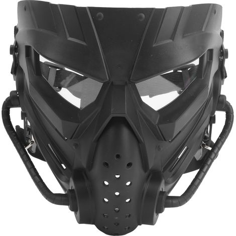 Masque intégral noir de protection avec lentille transparente ergonomique pour le jeu CS et les activités de plein air comme Halloween