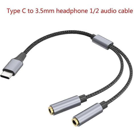 Câble répartiteur en Y USB-C mâle vers double prise jack 3,5 mm femelle pour écouteurs (1/4)