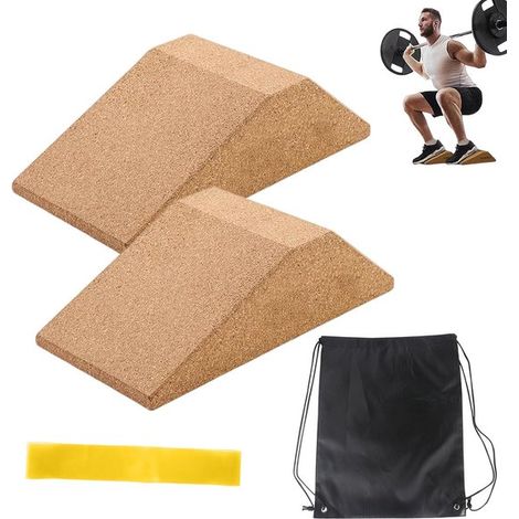 Cuneo per squat in sughero, 2 pezzi, cuneo per squat, cuneo per squat, cuneo per squat, tallone per squat, cuneo antiscivolo per tallone rialzato (1/5)