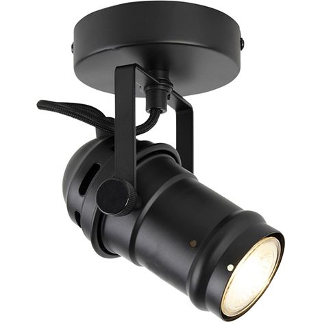 QAZQA Industrial Spotlight Black Swivel and Tilt Without Shade -