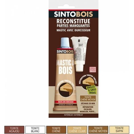 Mastic à bois - SINTOBOIS - Tuchêne clair - 66mL - Polyester bi-composant - Facile à appliquer
