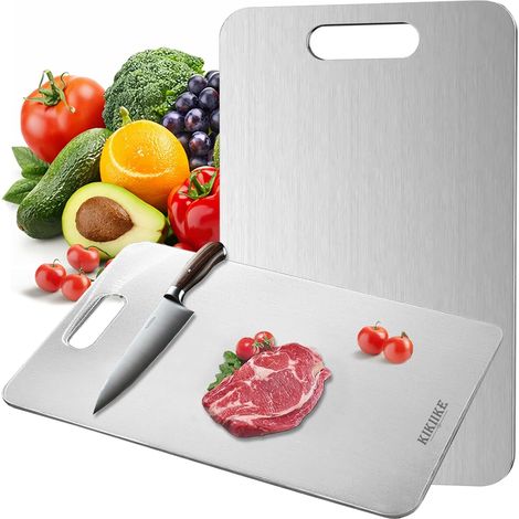 Planche à découper en titane double face pur titane pour cuisine – Planche à découper en titane de qualité alimentaire Anti-salissures, durable et facile à nettoyer(34 x 23 cm)1 (1/5)