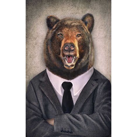 Tableau Tête d'ours en cravate - 50x80cm - made in France Toile imprimée (1/5)