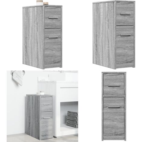 Armario de baño estrecho con ruedas madera gris Sonoma - Armario estrecho - Armario con ruedas