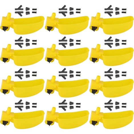 12 abreuvoirs pour cailles, système d'abreuvement avec raccord tuyau 9,5 mm, bol + mangeoire inclus, pour pigeons et oiseaux (1/5)