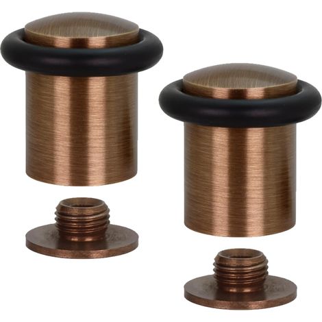 Lot de 2 butées de porte avec base filetée en caoutchouc noir en silicone naturel  laiton  Comprend cheville + vis (1/5)