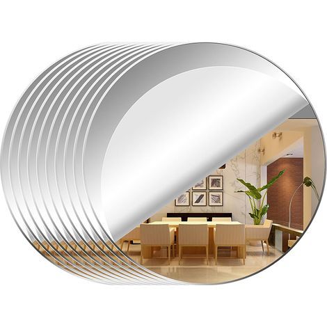 10 stickers muraux décoratifs en acrylique effet miroir, stickers muraux flexibles, adaptés aux salles de bains, salons et chambres (20 cm). (1/5)