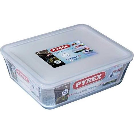 PYREX - 244P000/7043 - Plat rectangulaire avec couvercle - 27cm  22 cm - Pyrex Cook & Freeze