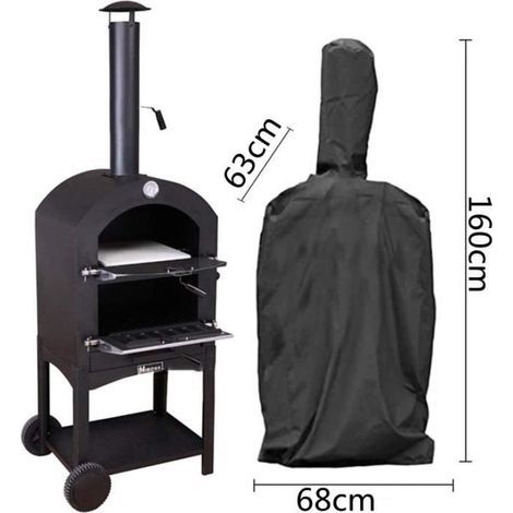 Wasserdichte Schutzhülle für Garten-, Terrassen- und Grillgeräte, wasserdichte Abdeckung für Pizzaöfen im Freien - Schwarz (68x63x160) (1/4)