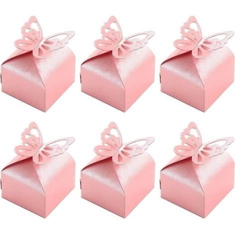 Wedding Confetti Box - Pink Butterfly - 50 Pieces - Beaded Paper - Romantic Style