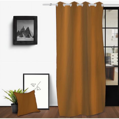 Rideau oeillets en coton lavé 135x250 cm SPIRIT bronze, par Soleil d'Ocre