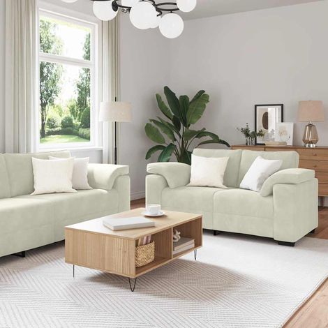 Ensemble de canapés 3 pièces en velours crème avec fauteuil, canapé 2 et 3 places - PANGIVO (1/5)