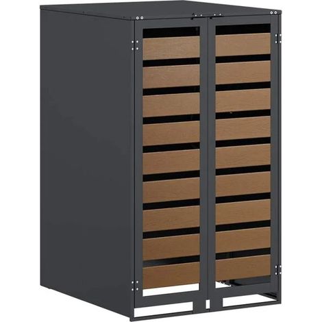 Unité de rangement pour poubelle à roulettes avec couvercle pneumatique relevable, adaptée aux poubelles de 240 litres. (1/5)