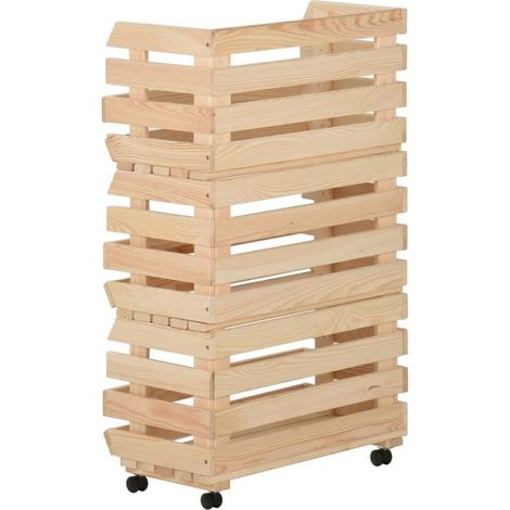 vidaXL Gemüsewagen Kiefernholz 37x30x80 cm braun