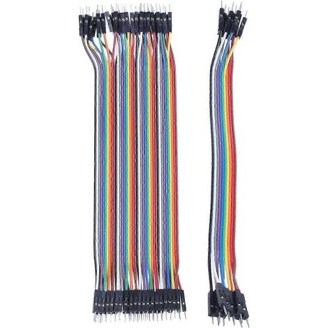 Lot de 40 câbles de connexion mâle-mâle de 20 cm et 2,54 mm² pour plaque d'essai Arduino (1/4)