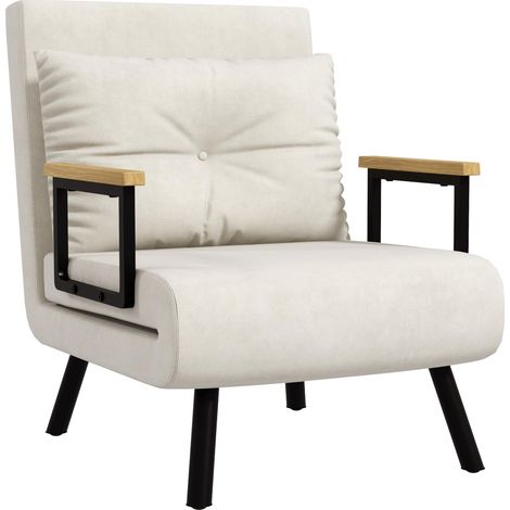 Fauteuil décontracté de style nordique — Chaise longue inclinable et fauteuil de lecture. Doté d'un revêtement capitonné de couleur blanc crème.