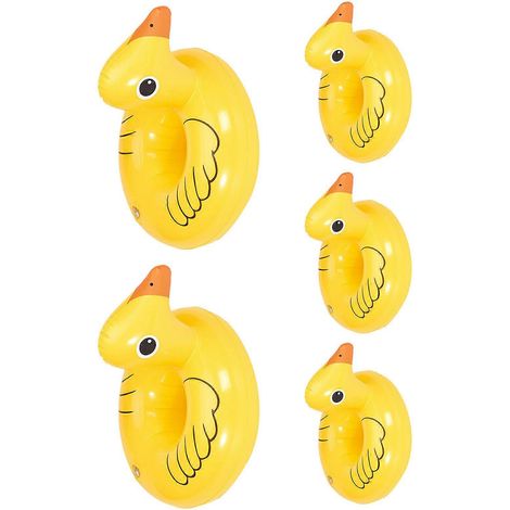 Porte-gobelets gonflable compatible avec les boissons, lot de 5 tapis de rangement en PVC jaune (1/5)