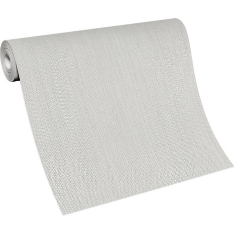 Papier peint intissé clair idéal salle de bain Tapisserie unie grise style vintage Papier peint rétro blanc surface vinyle (1/4)