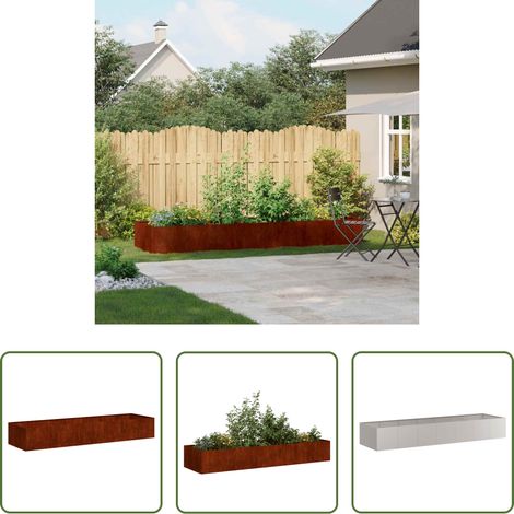 Bac à fleurs rouillé - Jardinière rouillé 280x80x40 cm acier inoxydable (1/5)