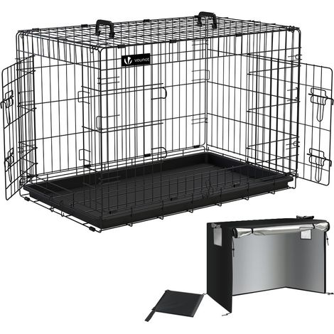 VOUNOT Dog Crate Portable Foldable Secure Pet Puppy Cage with Cover 36 Inches, L (1/5)