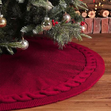 Ardoise De Sapin De Noël - Tricotée - Rouge Vin - 62 Cm - Décoration Rustique Pour Arbre De Noël - 1 Pièce (1/5)