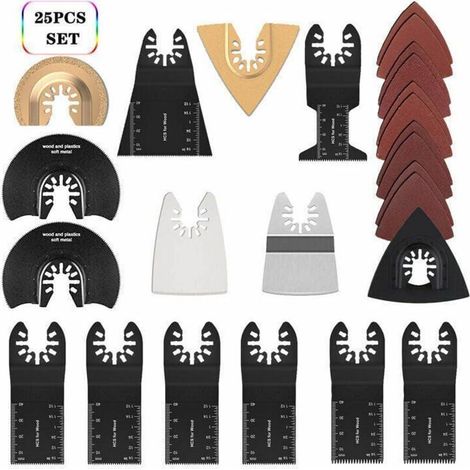 Lame de scie universelle pour outil multifonction oscillant, 25 pièces, pour Fein Multimaster, Dremel, Bosch et plus encore