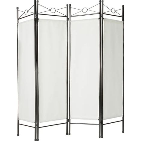 Paravent 4 pans, Blanc, 180 X 160 cm pour chambre et salle de bains (1/4)
