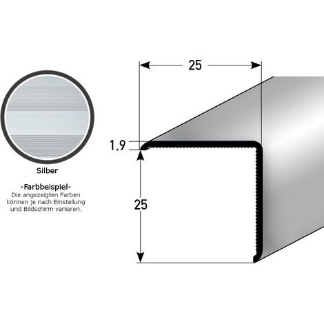 Eckschutzwinkel "Requena" 20 x 20 mm oder 25 x 25 mm aus Aluminium, selbstklebend oder ungebohrt-25 mm -ungebohrt-silber-1250