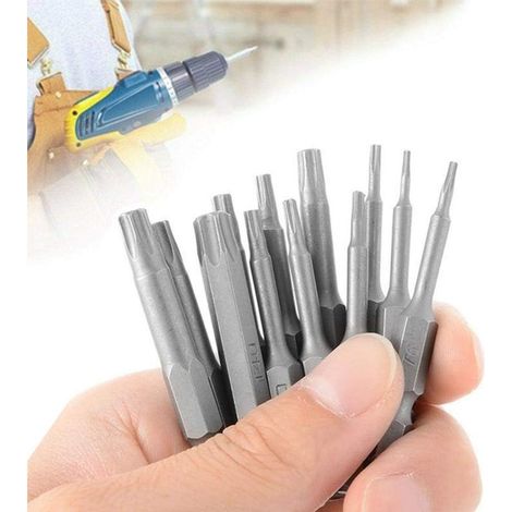 12 Stück 50 mm Torx-Schraubendreherbits mit Hohlkopf, 12 Typen T5-T40, manipulationssicher, magnetische Sicherheits-Schraubendreherbits für Handwerkzeuge (1/5)