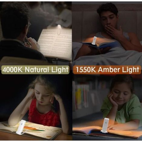 Lampe de Lecture - Non spécifié - Rechargeable - 3 Couleurs - 5 Réglages de Luminosité - Compacte (1/4)